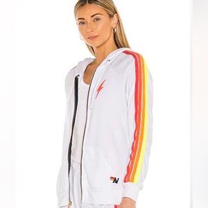 Like New- Aviator Nation 4 Stripe Bolt Zip Hoodie